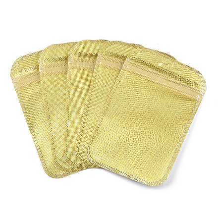 半透明のプラスチック製再封可能な包装袋  長方形  ゴールド  13x8.5x0.03cm&nbsp;OPP-Q006-03G-1