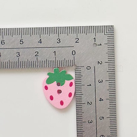2つ穴ウッドボタン 苺 ピンク 23x18mmの通販 - PandaHall（パンダホール）