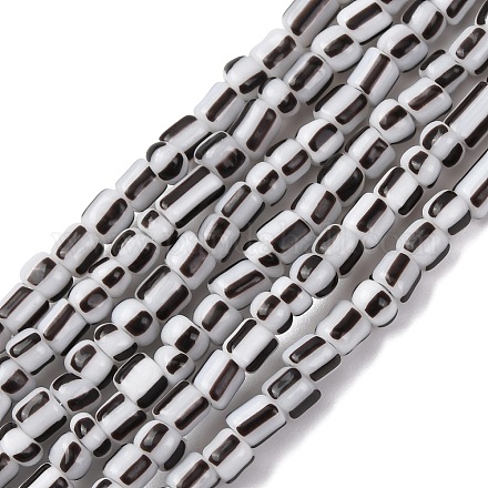 手作りランプワークビーズ連売り  2トーン  コラム  ブラック  3~4.5x2~4mm  穴：0.8mm  約99~103個/連  15.35インチ（39cm）&nbsp;BLOW-K001-01A-20-1