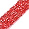 Electroplate Glass Beads Strands, Opaque Solid Color, AB Color Plated, Faceted, Rondelle, Red, 2.3~2.7x2mm, Hole: 0.4mm, about 135~140pcs/strand, 26~27cm