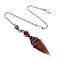 Natural Tourmaline & Resin Hexagonal Pointed Dowsing Pendulums, Cone, Antique Silver, 250mm