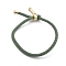 Cotton Cord Bracelets, with Brass Finding, Golden, Sea Green, 8-1/2 inch(21.5cm)~9 inch(23cm)