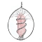 Copper Wired Natural Rose Quartz Pendants, Oval, 69x50mm