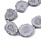 Electroplated Natural Quartz Beads Strands, Solar Quartz, Dyed, Flower, Silver, 12~25x12~25x5mm, Hole: 1.2mm, about 8~10pcs/strand, 7.87 inch(20cm)