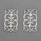 Brass Filigree Joiners, Rectangle, Silver Color Plated, 25x15x0.6mm