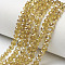 Electroplate Glass Beads Strands, Half Plated, Rainbow Plated, Faceted, Rondelle, Olive, 4x3mm, Hole: 0.4mm, about 109~113pcs/strand, 38~39cm