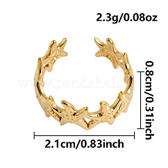 Ocean Animals 304 Stainless Steel Cuff Open Rings, Golden, Starfish, 8mm, Inner Diameter: 21mm