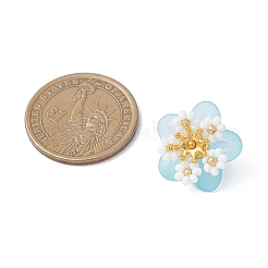 ガラスシードビーズフラワーペンダント7個  アクリル、合金、真鍮を使用  ミックスカラー  11x20.5x20mm  穴：2mm&nbsp;PALLOY-MZ01128