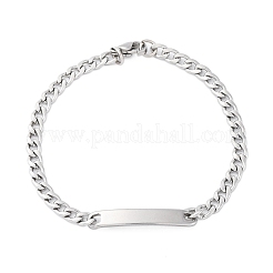 304ステンレススチールリンクチェーンブレスレット  201個のステンレススチール製金具付き  ステンレス鋼色  8-1/4インチ（20.8cm）&nbsp;BJEW-A032-06P