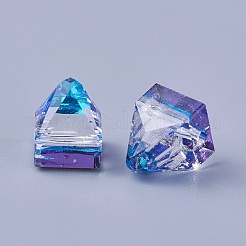 フラットバックk9ガラスラインストーンチャーム  バックメッキ  ピラミッド  多面カット  ミックスカラー  9~10x7x7mm  穴：1.2mm&nbsp;RGLA-F062-B