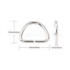 304ステンレススチールDリング  バックル留め金  ウェビング用  ストラップバッグ  服飾材料  銀  15x12.5x1.5mm&nbsp;STAS-K210-14A-S