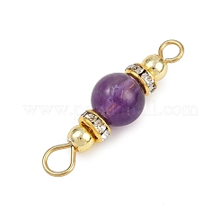 5Pcs 5 Styles Natural Green Aventurine & Rose Quartz & Amethyst & Dyed White Jade & Citrine Round Connector Charms&nbsp;PALLOY-JF04362