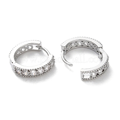 ブラスマイクロパヴェクリアキュービックジルコニアフープピアス  リング  プラチナメッキ  12x3x13.5mm&nbsp;EJEW-C121-07P