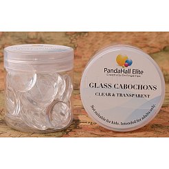 20mm Flat Back Cleared Glass Cabochons Transparent Dome Tile Jewelry Making Supplies for Photo Craft&nbsp;GGLA-PH0001-03A-B