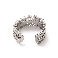 Brass Micro Pave Cubic Zirconia Open Cuff Rings&nbsp;RJEW-R146-13A-P