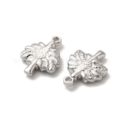 変色しない201ステンレススチールペンダント  木のチャーム  ステンレス鋼色  17x12.5x3mm  穴：1.5mm&nbsp;STAS-J401-VF633-1