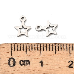 ステンレススチールチャーム201個  星のチャーム  変色防止  ステンレス鋼色  7.5x6x1mm  穴：1mm&nbsp;STAS-K310-06P
