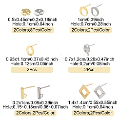 16Pcs 8 Styles 304 Stainless Steel Stud Earring Findings&nbsp;STAS-FS0001-84