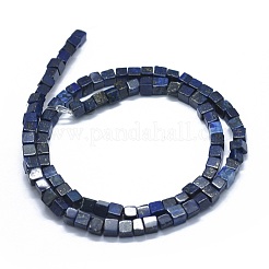 天然石ラピスラズリビーズ連売り  染め  キューブ  3~4.5x3~4.5x3~5mm  穴：0.8~1mm  約89~97個/連  15.1~15.5インチ（38.5~39.5cm）&nbsp;G-F631-C10