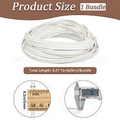 5m折りたたみ式PUレザーフラットコード  ホワイト  5x1mm  約5.47ヤード（5m）/バンドル&nbsp;OCOR-WH20012-14A-07
