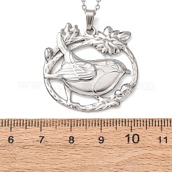 304ステンレススチール製ペンダントアズキチェーンネックレス（男女兼用）  ステンレス鋼色  変色なし  鳥  17.91インチ（45.5cm）  ペンダント：32.5x32mm&nbsp;NJEW-K308-03E-P