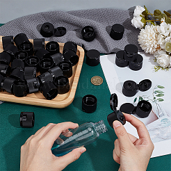 プラスチック製フリップボトルキャップ  化粧品ローションボトルキャップ  コラム  ブラック  30.5x25mm  穴：4.5mm&nbsp;LS-FIND-WH0152-707B