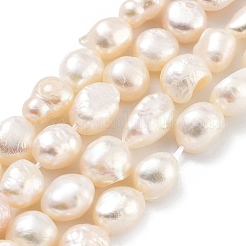 天然養殖淡水パールビーズ連売り  研磨両側  グレード3 A  ホワイト  7~8mm  穴：0.6mm  約20~22個/連  7.28''（18.5センチメートル）&nbsp;PEAR-P062-28B