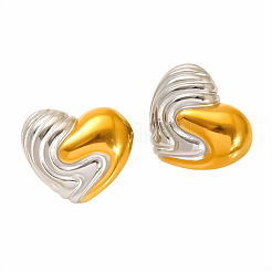 Two Tone 304 Stainless Steel Stud Earrings for Women&nbsp;WGF242D-01