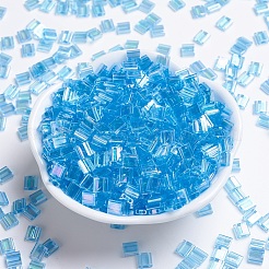 MIYUKIティラビーズ  日本製シードビーズ  2穴  （tl260)透明なアクアab  5x5x1.9mm  穴：0.8mm  約118PCS /ボトル  10 G /ボトル&nbsp;SEED-JP0008-TL260