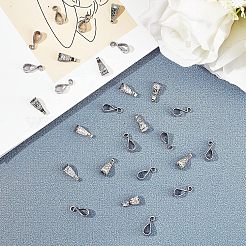 304ステンレス鋼チューブベイル  ループベイル  保釈ビーズ  ティアドロップ  ステンレス鋼色  15x6x6mm  穴：3x2mmと8x4.5mm  100個/箱&nbsp;STAS-UN0016-69P