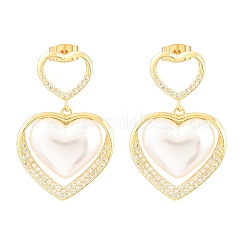Brass Micro Pave Cubic Zirconia Stud Earrings&nbsp;KK-CBAD104-01G