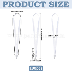 ポリエステル名刺ストラップ  プラスチッククラスプ付  ホワイト  864x14mm&nbsp;FIND-WH0139-968A
