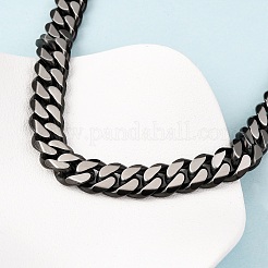 12mm 304ステンレススチール製キューバンリンクチェーンネックレス  ブラック  24.06インチ（61.1cm）&nbsp;NJEW-C099-04B-02