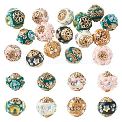 16Pcs 8 Styles Handmade Resin Indonesia Round Beads&nbsp;IPDL-TA0001-07