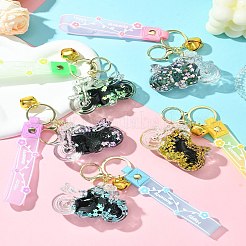 バイクの流砂アクリルキーホルダー  PVCロープと合金ベル付き  芝生の緑  11cm&nbsp;KEYC-YW00057-01