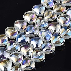 電気メッキガラスビーズセット  ABカラー  ハート  クリアAB  9~10x10x5.5mm  穴：0.8mm  約70~71個/連  25.20インチ〜26.38インチ（64~67cm）&nbsp;EGLA-S188-14-B03