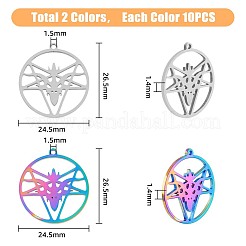 20Pcs 2 Colors 304 Stainless Steel Pendants&nbsp;STAS-DC0011-75
