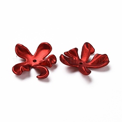 ゴム引きスタイルのアクリルビーズキャップ  艶消し  5  - 花びらの花  ファイヤーブリック  20x19.5x6mm  穴：1.5mm&nbsp;OACR-E013-04