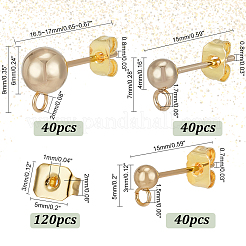 120Pcs 3 Style 304 & 202 Stainless Steel & Brass Ball Post Stud Earring Findings Sets&nbsp;FIND-AR0003-85
