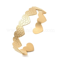 女性用304ステンレススチールカフバングル  18KGP本金メッキ  ハート  内径：2-1/4インチ（5.75cm）&nbsp;BJEW-B120-02G-02