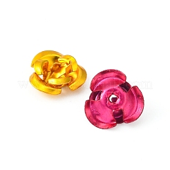 150 個のアルミニウム 3D ローズフラワー  小さな金属ビーズ  ミックスカラー  9x5mm  穴：1mm&nbsp;FIND-FS0001-63