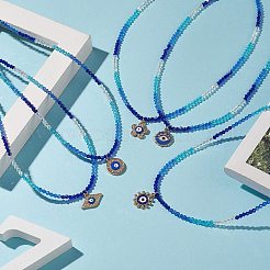 Alloy Enamel Evil Eye Pendant Necklace with Crystal Rhinestone&nbsp;NJEW-JN04206