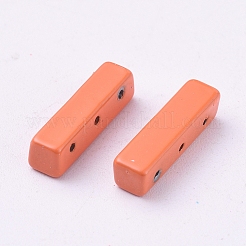 スプレー塗装合金マルチ連リンク  タイル弾性ブレスレット作り用  長方形  レッドオレンジ  16x4x4mm  穴：0.8mm&nbsp;PALLOY-G268-M01-022