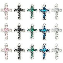 15Pcs 5 Colors Alloy Enamel with Rhinestone Pendants&nbsp;FIND-CJ0005-93