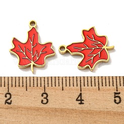 304ステンレスペンダント  エナメル  メープルリーフチャーム  14KGP本金メッキ  15.5x13x1.5mm  穴：1.4mm&nbsp;STAS-L022-170G