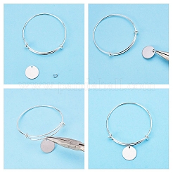 304ステンレススチールチャーム  空白タグのスタンプ  滑らかな表面  フラットラウンド  ステンレス鋼色  15x1mm  穴：1mm  100個/箱&nbsp;STAS-BC0002-25P