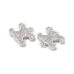 真鍮&キュービックジルコニアペンダント  カドミウムフリー＆ニッケルフリー＆鉛フリー  プラチナ  12x13x2mm  穴：1.4mm&nbsp;KK-Q773-21P