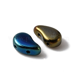 380個の電気メッキチェコガラスビーズ  2穴  ティアドロップ  カラフル  9x5.5x3.5mm  穴：0.8mm&nbsp;EGLA-WH0001-09A