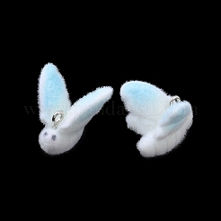 不透明樹脂のペンダント  プラチナトーンの鉄ループ付き  動物のチャーム  ホワイト  兎  19x19x19mm  穴：2mm&nbsp;RESI-F064-A04