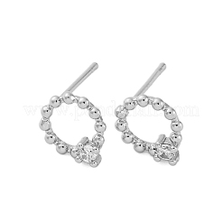Brass Clear Cubic Zirconia Stud Earrings&nbsp;EJEW-Q014-33P